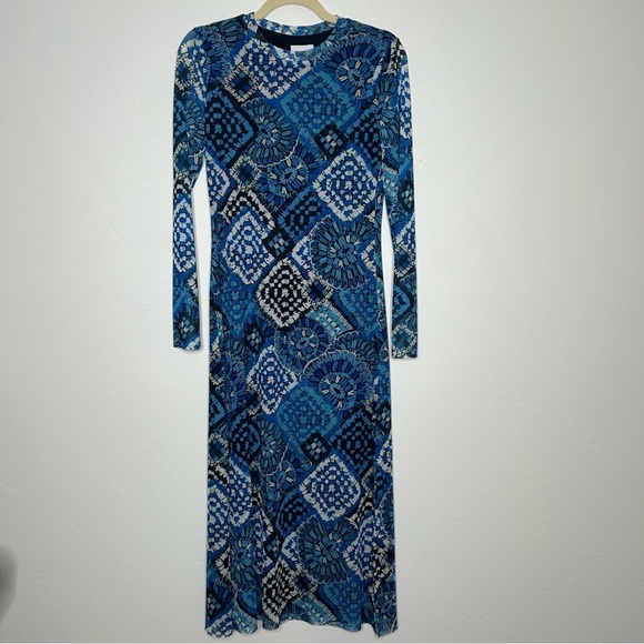 NWT Johnny Was Jade Loila Midi Dress Blue Mosaic Patterned Mesh Dress Size Small - Picture 5 of 15